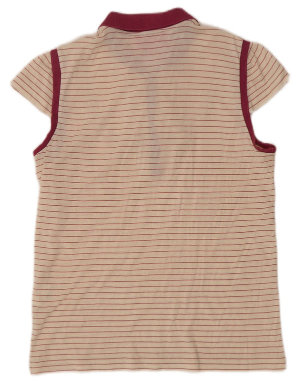 Dolce & Gabbana Womens Polo Shirt UK 12 Medium Beige Pinstripe