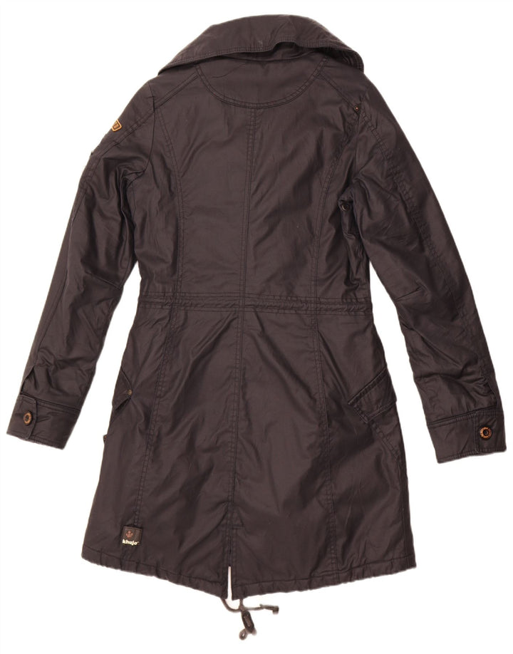 KHUJO Womens Double Breasted Parka Jacket UK 10 Small Black