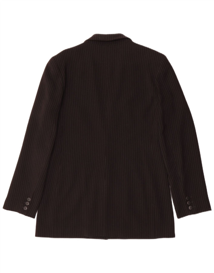 Krizia Womens 2 Button Blazer Jacket IT 46 Large Black Pinstripe