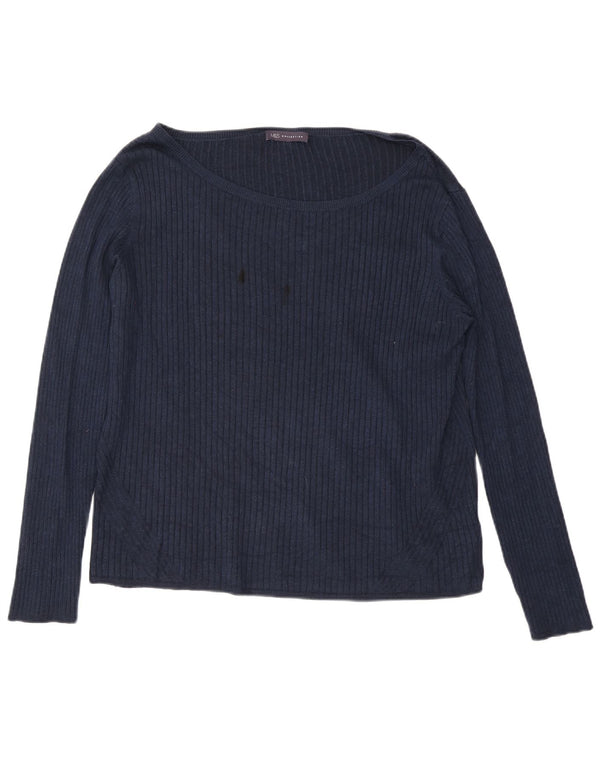 Marks & Spencer Womens Top Long Sleeve UK 24 4XL  Navy Blue Viscose
