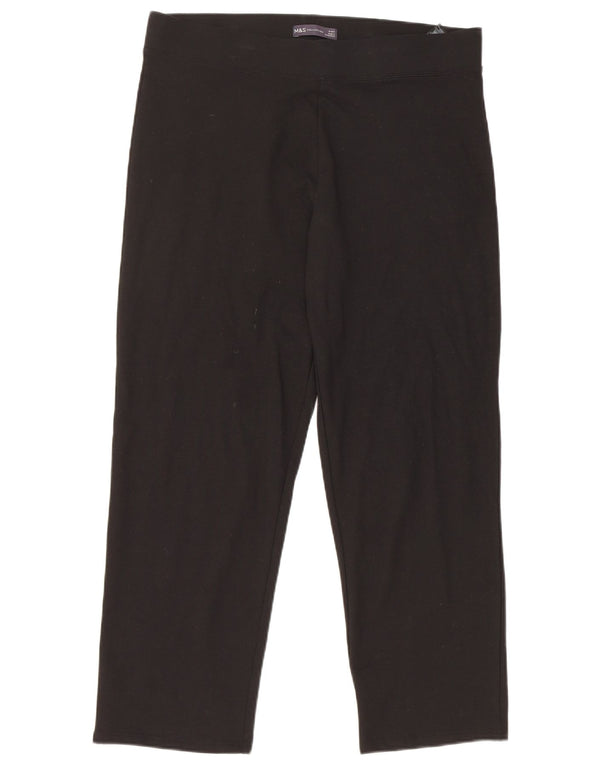 Marks & Spencer Womens Tracksuit Trousers UK 16 Large  Black Cotton