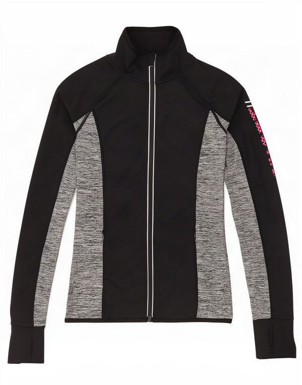 Superdry Womens Graphic Tracksuit Top Jacket UK 6 XS Black Colourblock
