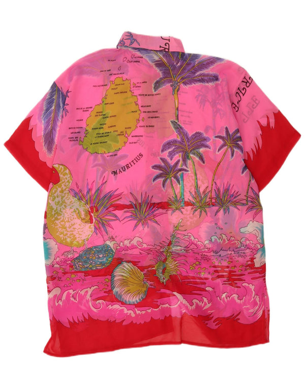 Vintage Womens Mauritius Shirt Blouse UK 22 3XL Pink Floral Tropical