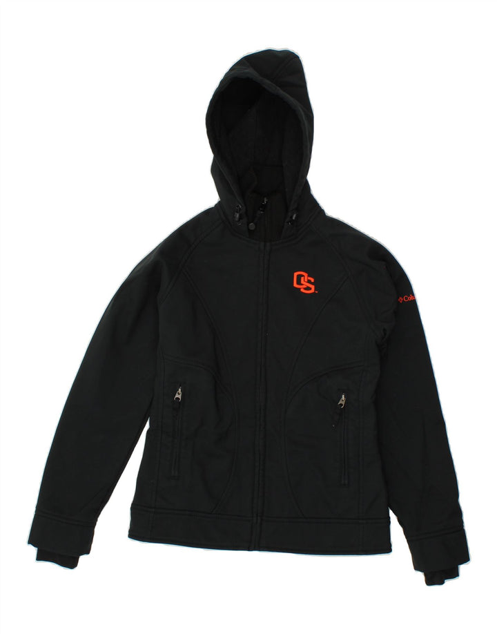 COLUMBIA Womens Hooded Windbreaker Jacket UK 6 XS Black Polyester Vintage Columbia and Second-Hand Columbia from Messina Hembry 