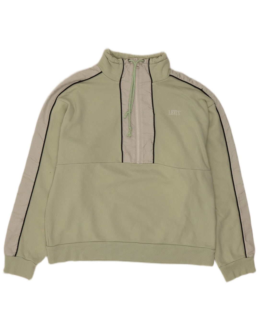Levi's Womens Zip Neck Sweatshirt Jumper UK 14 Medium Green Colourblock