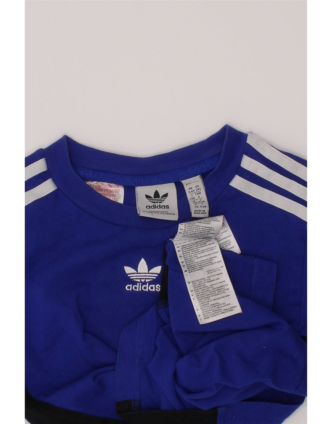 ADIDAS Boys T-Shirt Top 5-6 Years Blue Colourblock Cotton