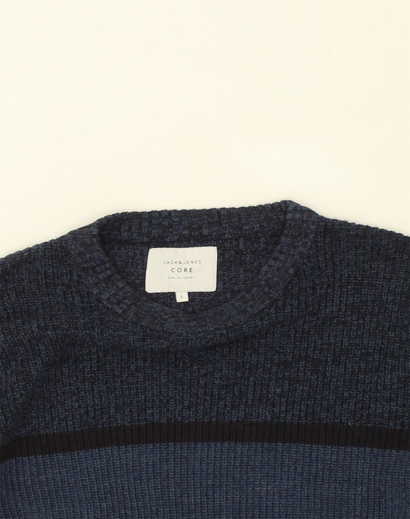 JACK & JONES Mens Crew Neck Jumper Sweater Large Navy Blue Colourblock | Vintage Jack & Jones | Thrift | Second-Hand Jack & Jones | Used Clothing | Messina Hembry 