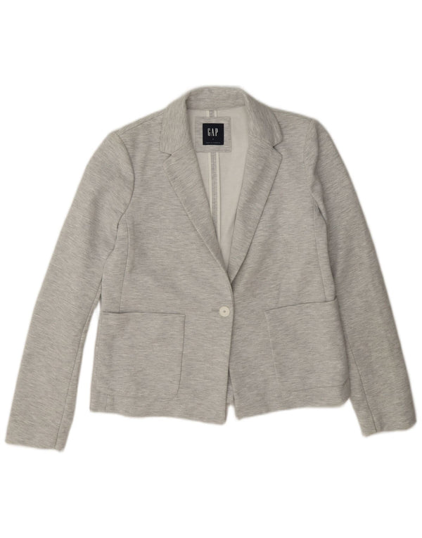 Gap Womens 1 Button Blazer Jacket US 6 Medium Grey Polyester