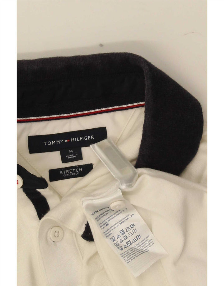 Tommy Hilfiger Mens Graphic Rugby Polo Shirt Medium White Colourblock