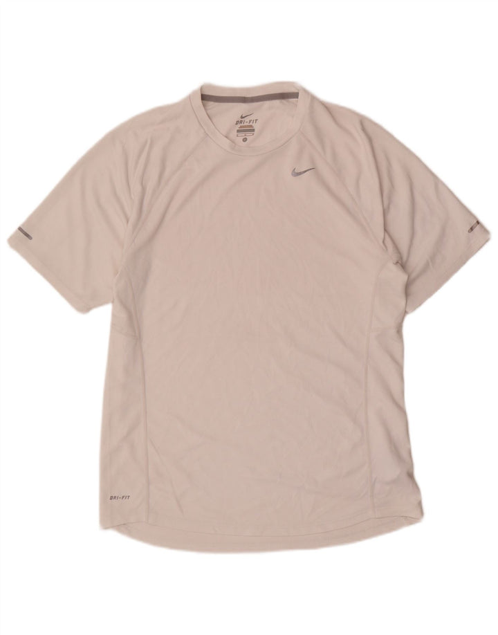Nike Mens Dri Fit T-Shirt Top Medium White Polyester