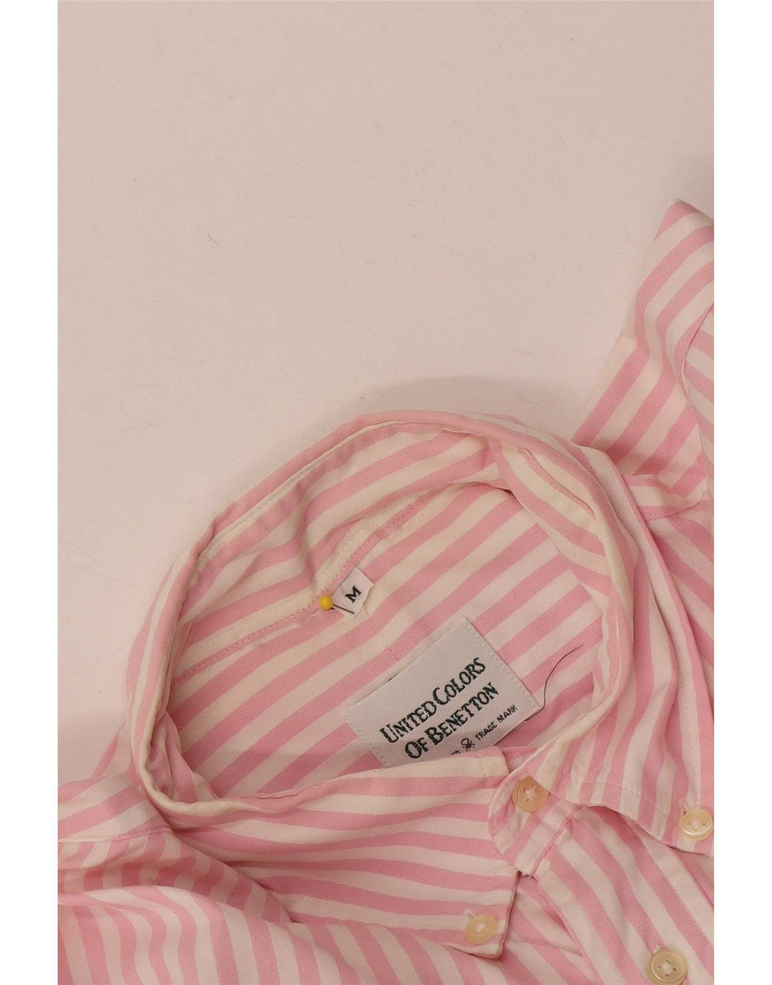 Benetton Mens Shirt Medium Pink Pinstripe