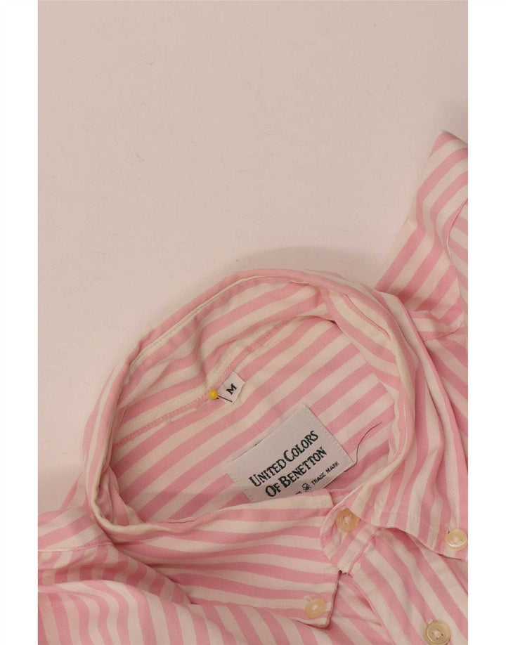 Benetton Mens Shirt Medium Pink Pinstripe
