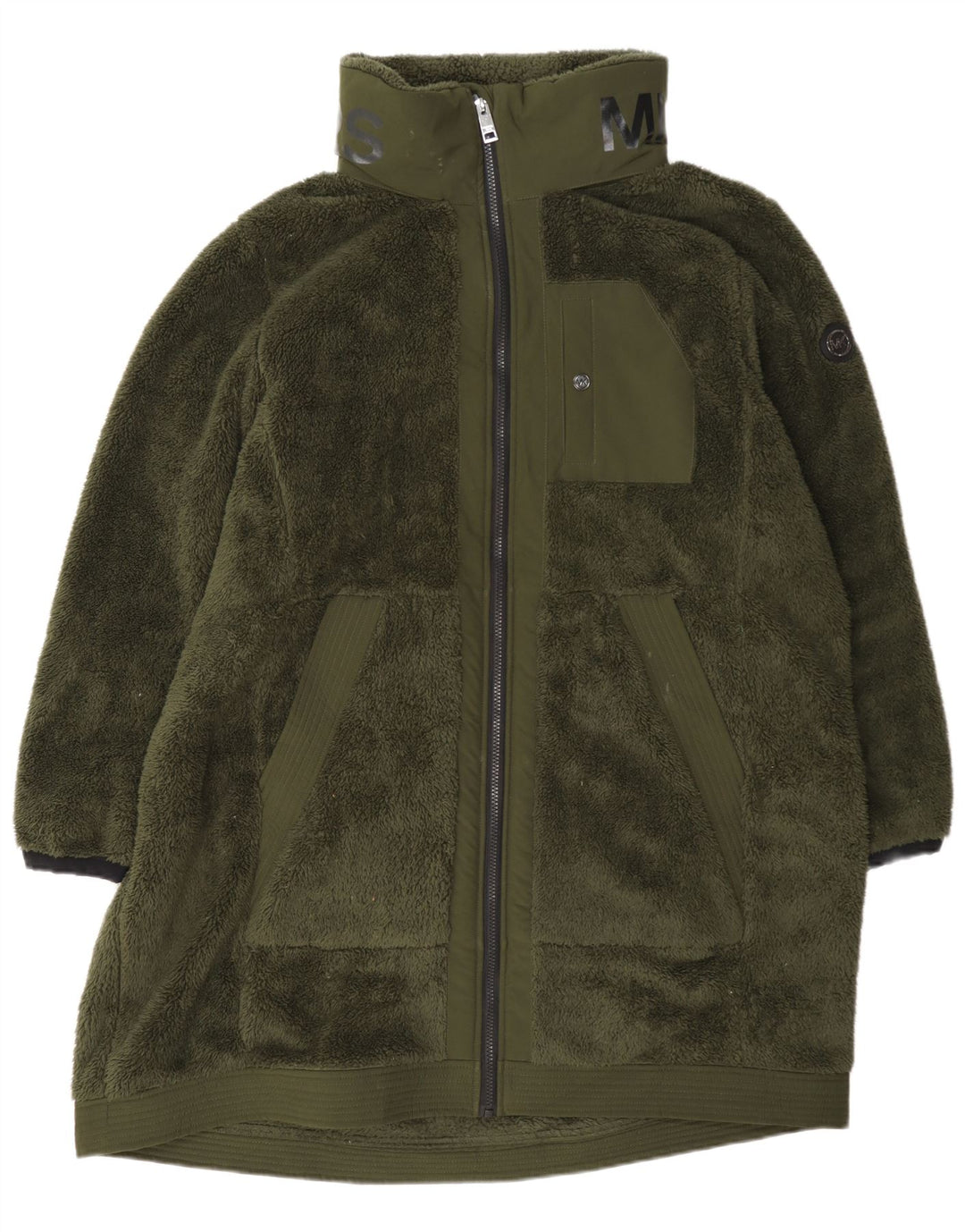 Michael Kors Womens Fleece Overcoat UK 20 2XL Green Polyester