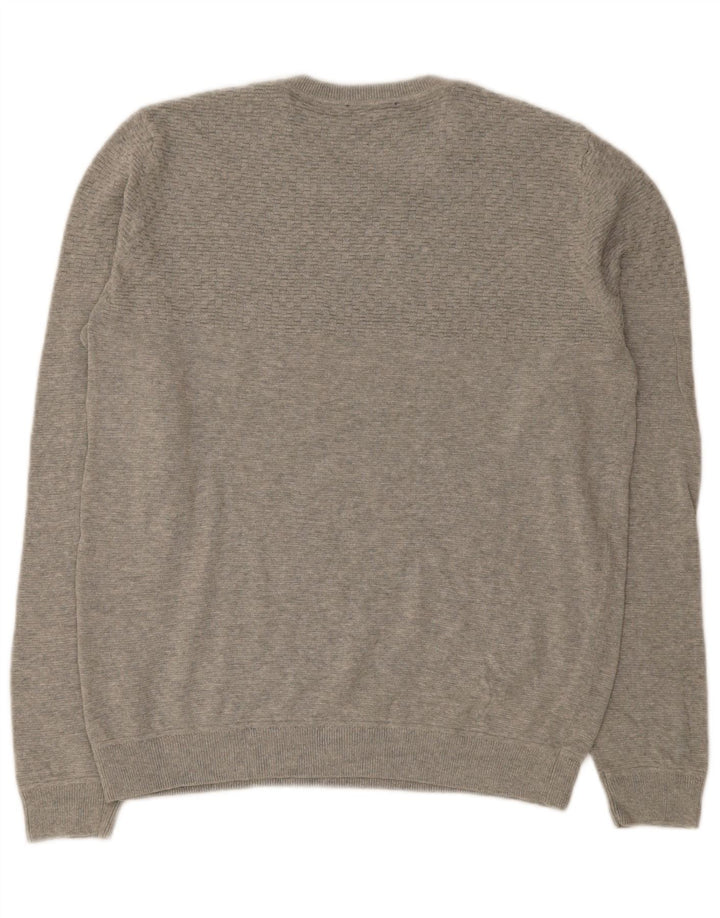 Jack & Jones Mens Crew Neck Jumper Sweater Large Grey Cotton