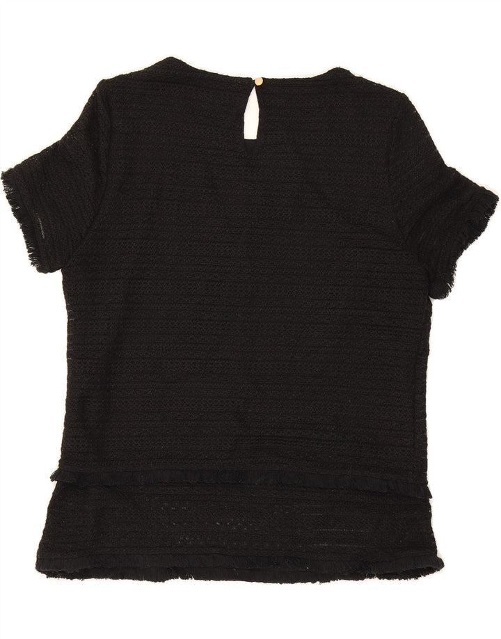 MARKS & SPENCER Womens Short Sleeve Blouse Top UK 12 Medium  Black Vintage Marks & Spencer and Second-Hand Marks & Spencer from Messina Hembry 