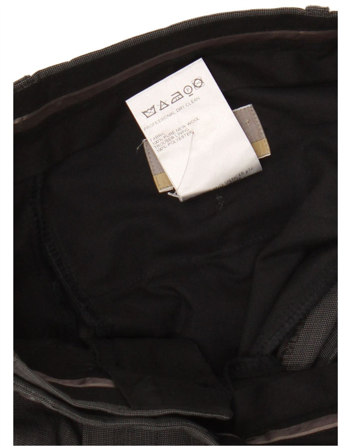 Marks & Spencer Mens Straight Suit Trousers W30 L31 Black Houndstooth