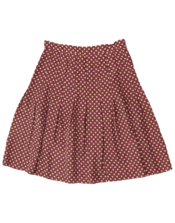 Balloon Womens Pleated A-Line Skirt EU 36 Small W26 Burgundy Floral Silk