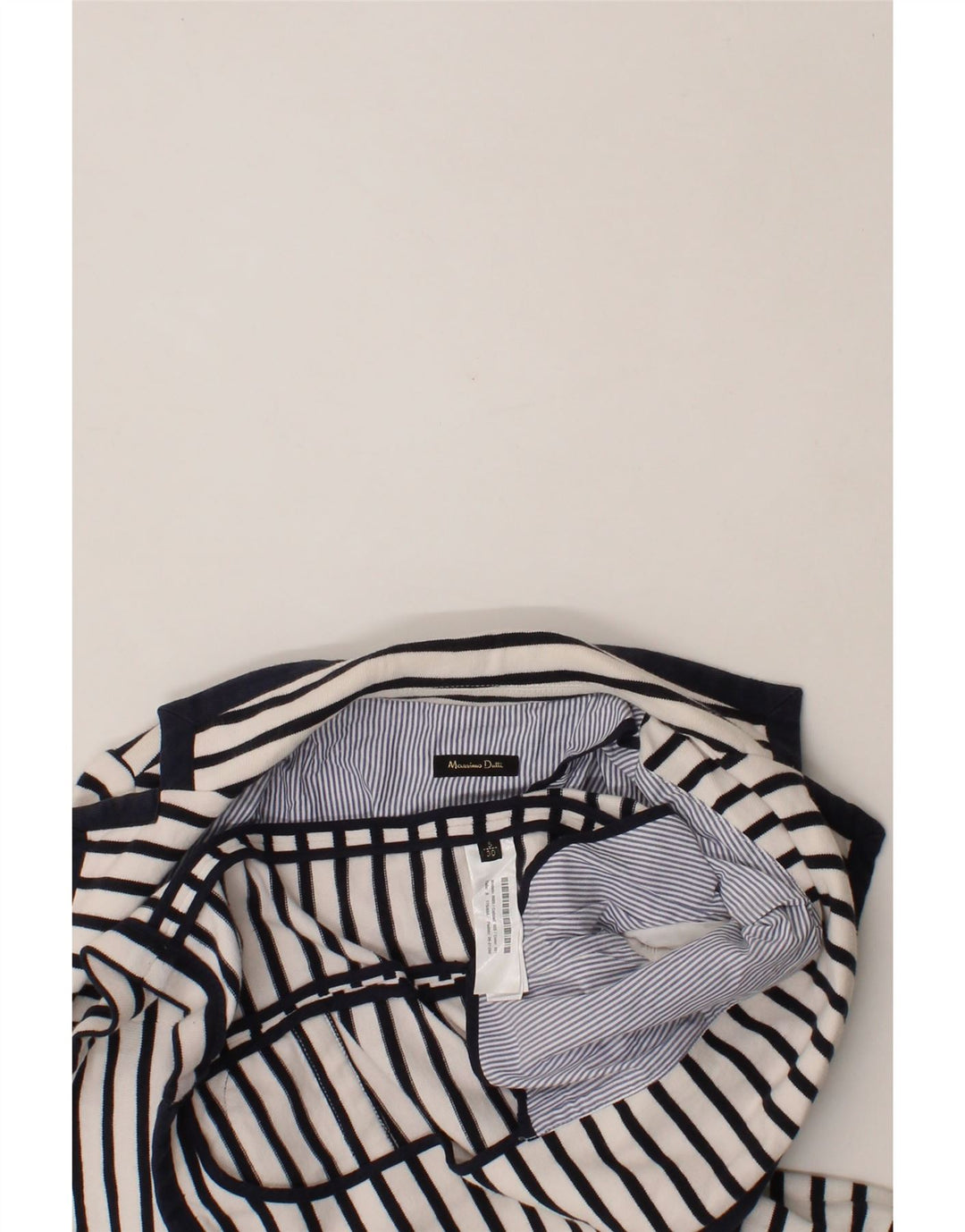 MASSIMO DUTTI Womens 1 Button Blazer Jacket UK 10 Small White Striped Vintage Massimo Dutti and Second-Hand Massimo Dutti from Messina Hembry 