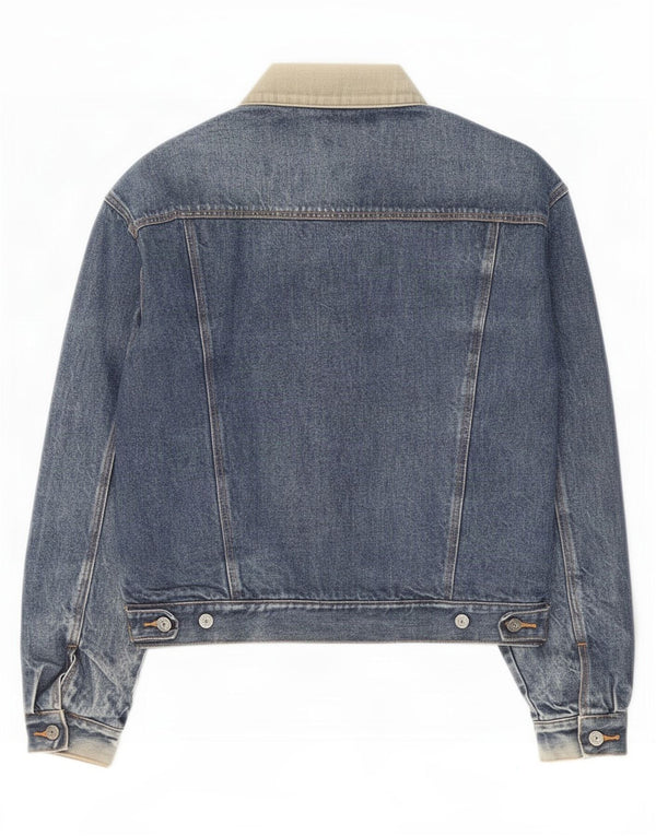 Vingar Mens Denim Jacket UK 42 XL Blue Colourblock