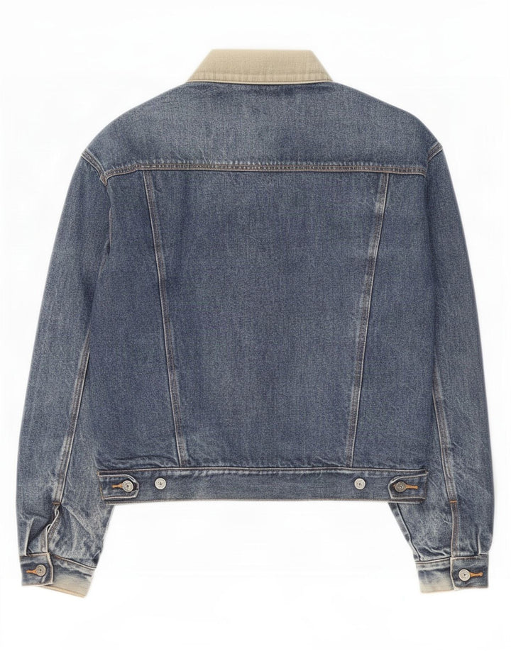 Vingar Mens Denim Jacket UK 42 XL Blue Colourblock