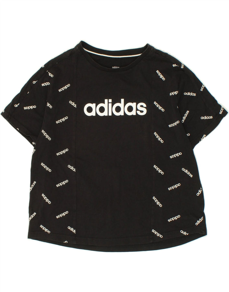 ADIDAS Womens Graphic T-Shirt Top UK 8/10 Small Black Cotton Vintage Adidas and Second-Hand Adidas from Messina Hembry 