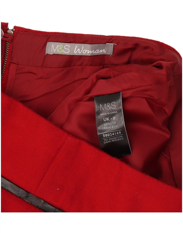 Marks & Spencer Womens Straight Skirt UK 8 Small W28  Red Polyester