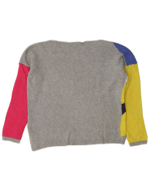 Benetton Girls Boat Neck Jumper Sweater 7-8 Years Small Multicoloured