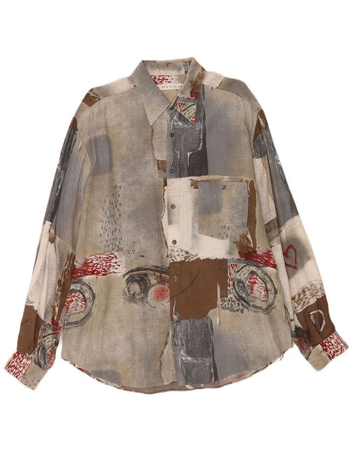 Criver Mens Abstract Pattern Shirt Large Multicoloured Viscose