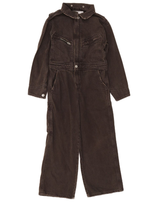 Zara Girls Carpenter Denim Jumpsuit 6-7 Years Grey Cotton
