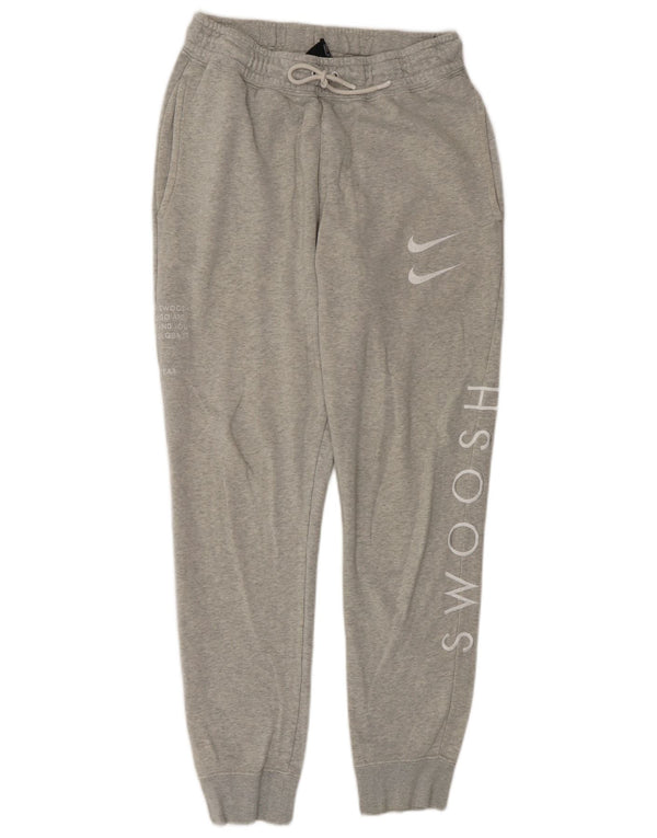 Nike Mens Swoosh Graphic Tracksuit Trousers Joggers Small Grey Cotton