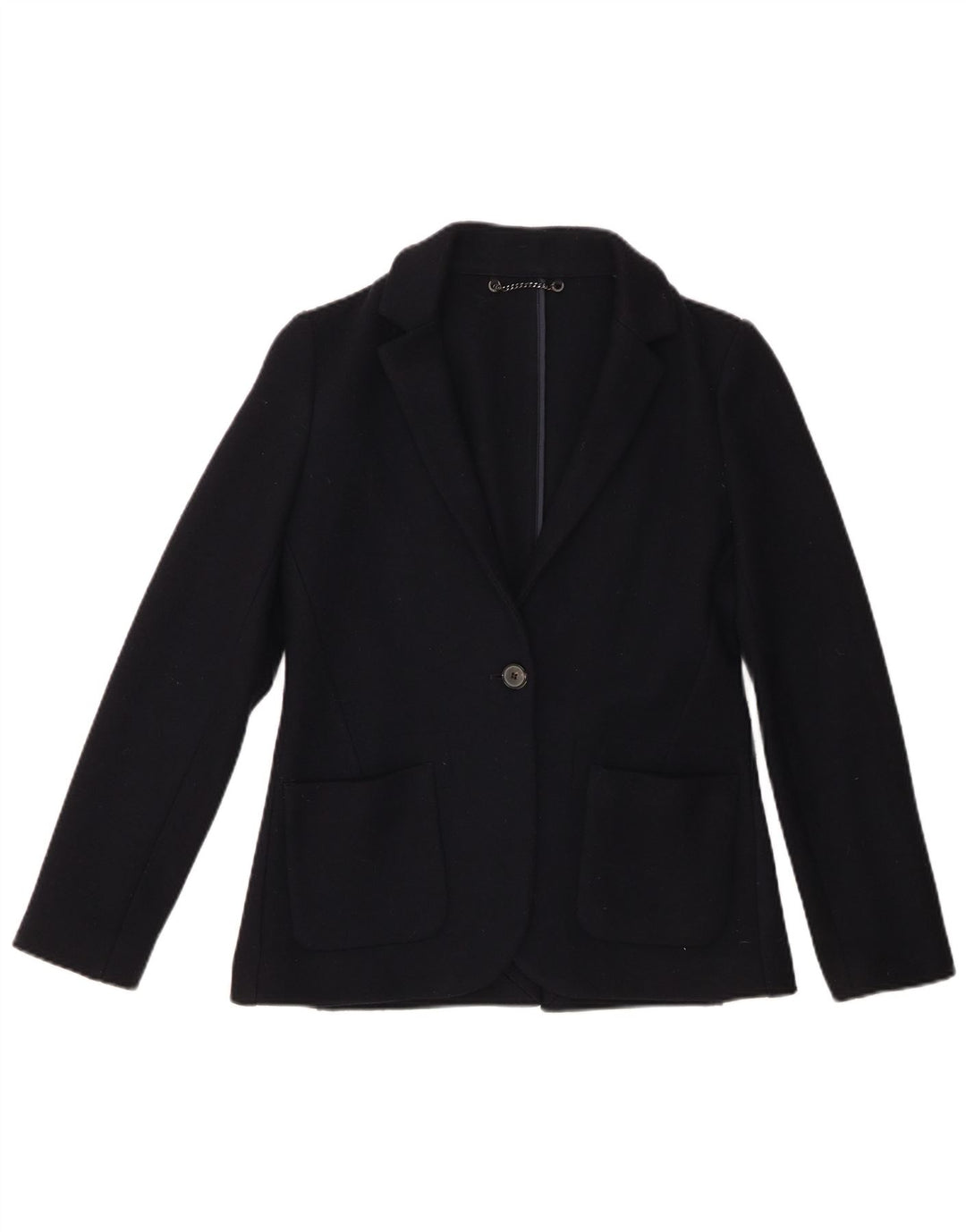 JIGSAW Womens 1 Button Blazer Jacket UK 8 Small Navy Blue Virgin Wool