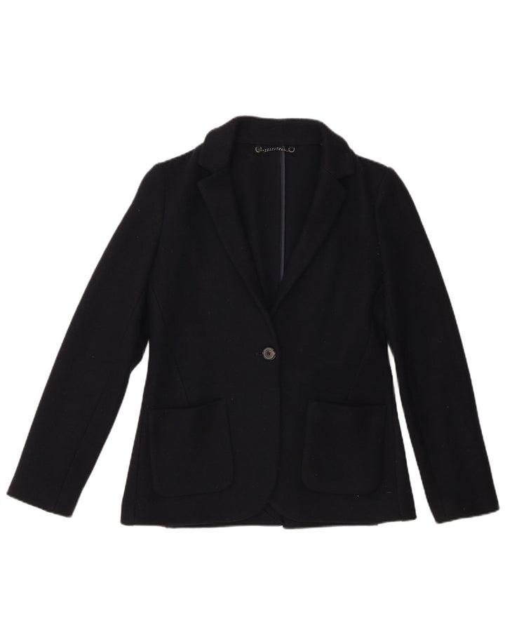 JIGSAW Womens 1 Button Blazer Jacket UK 8 Small Navy Blue Virgin Wool