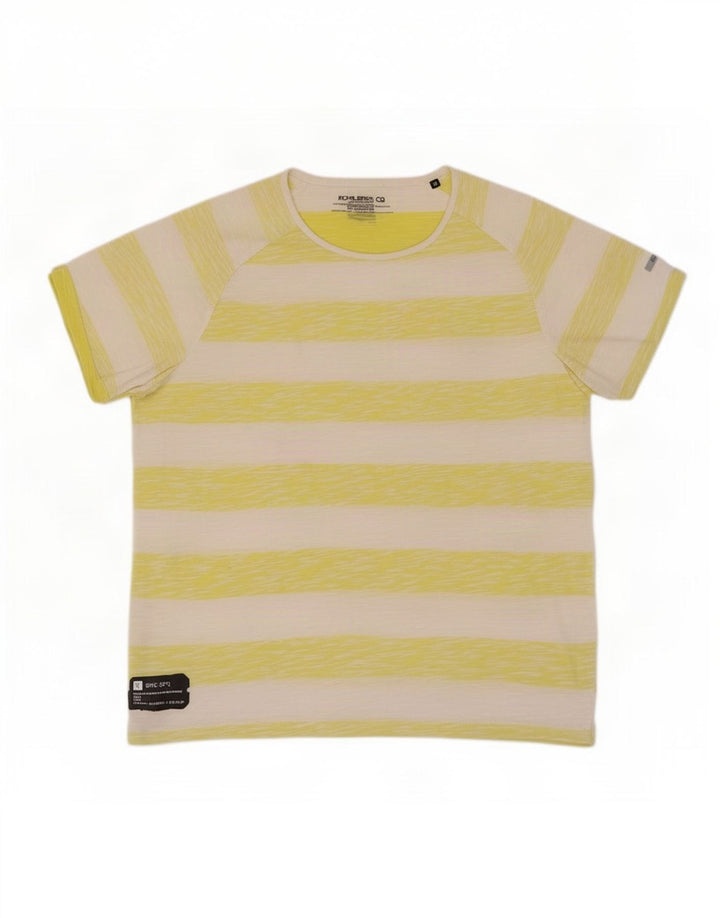 Jack & Jones Mens T-Shirt Top Medium Yellow Striped