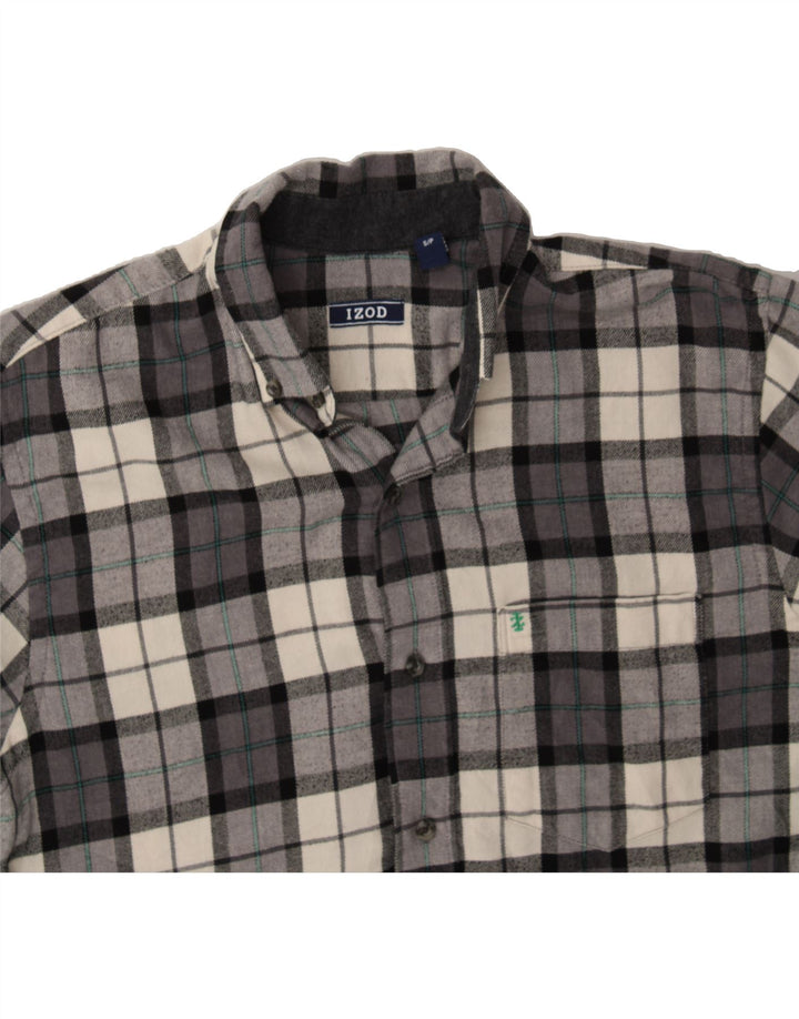 IZOD Mens Flannel Shirt Small Grey Check Cotton Vintage Izod and Second-Hand Izod from Messina Hembry 