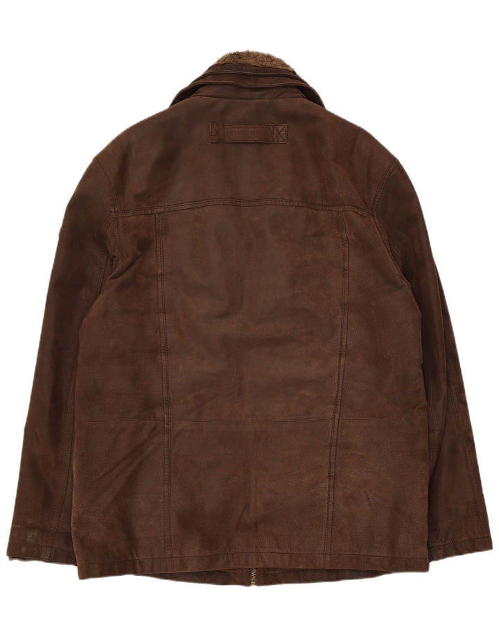 State of Art Mens Leather Jacket UK 40 Large Brown