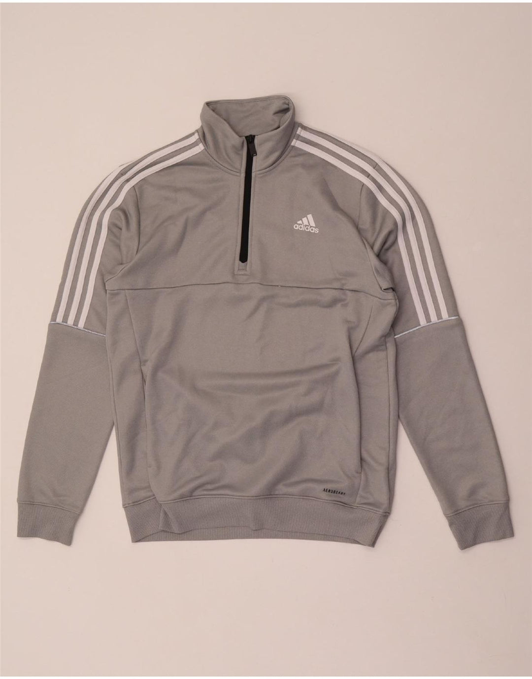 ADIDAS Mens Aeroready Zip Neck Sweatshirt Jumper Medium Grey Polyester