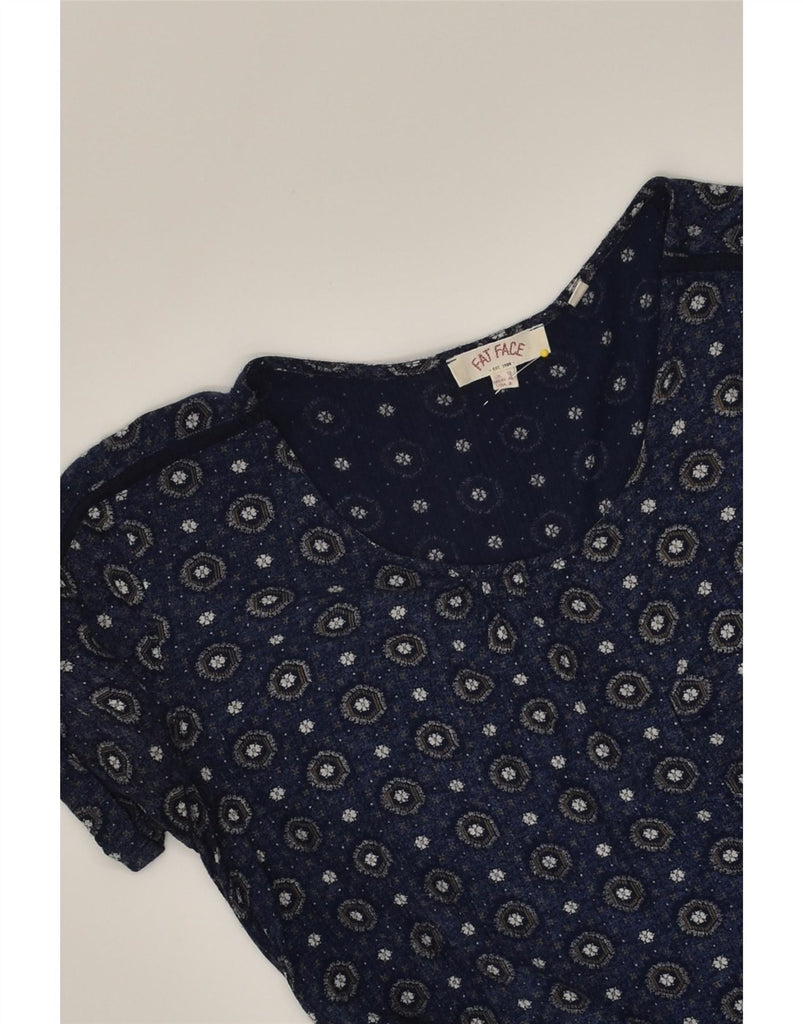 FAT FACE Womens Blouse Top UK 12 Medium  Navy Blue Floral Viscose Vintage Fat Face and Second-Hand Fat Face from Messina Hembry 