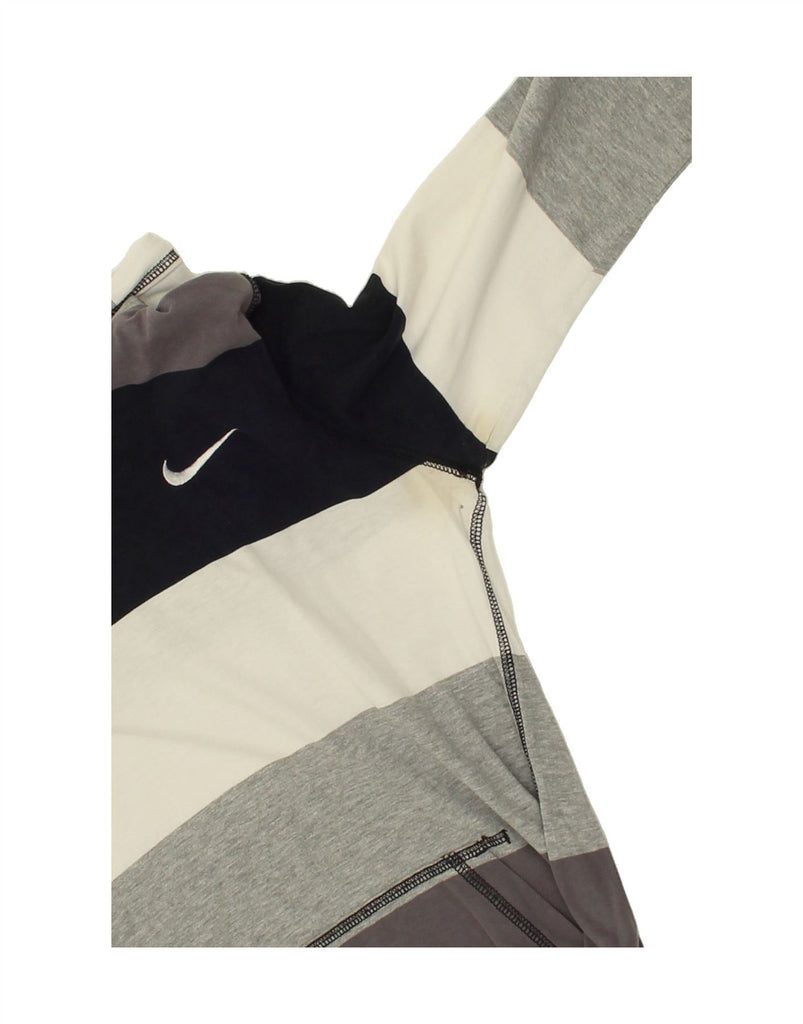 NIKE Womens Hoodie Jumper UK 10 Small Grey Striped | Vintage Nike | Thrift | Second-Hand Nike | Used Clothing | Messina Hembry 