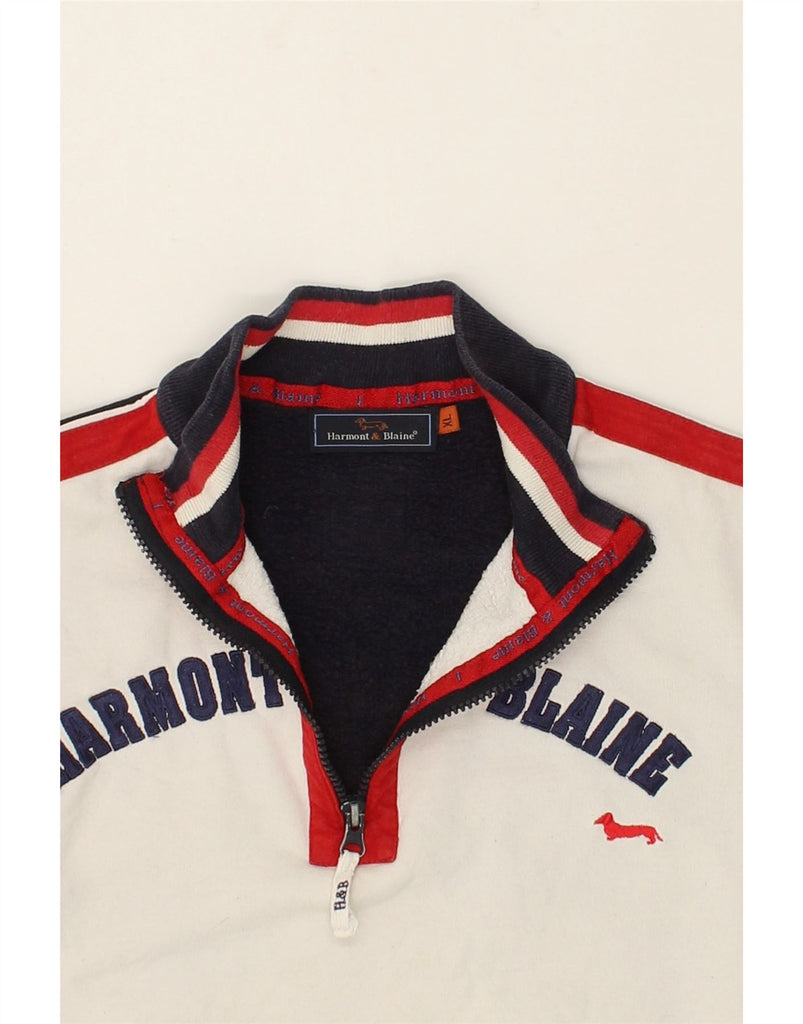 HARMONT & BLAINE Boys Graphic Sweatshirt Jumper 15-16 Years XL White | Vintage Harmont & Blaine | Thrift | Second-Hand Harmont & Blaine | Used Clothing | Messina Hembry 