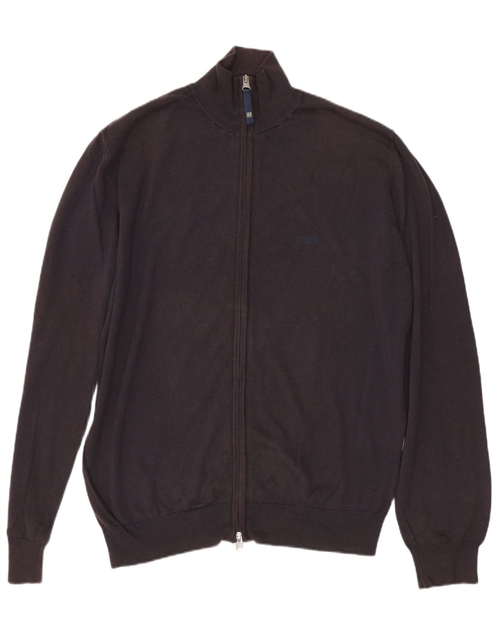 ARMANI JEANS Mens Cardigan Sweater Medium Navy Blue Cotton