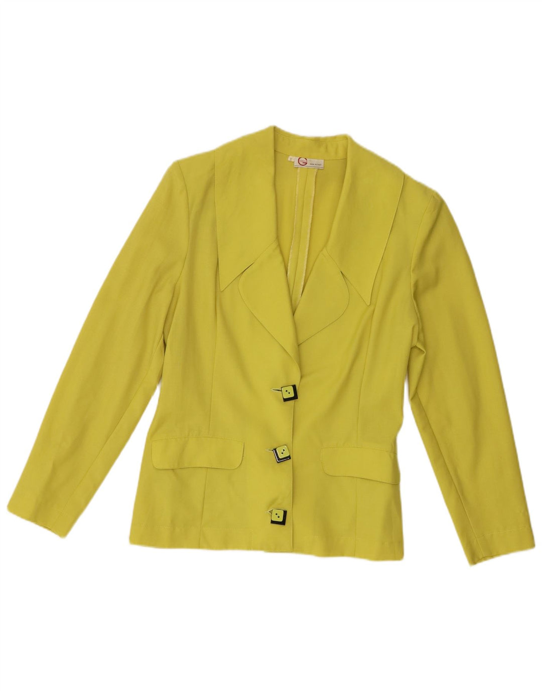 Carla G Womens 3 Button Blazer Jacket UK 10 Small Yellow
