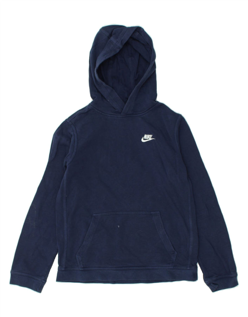 NIKE Boys Graphic Hoodie Jumper 13-14 Years XL Navy Blue Cotton | Vintage Nike | Thrift | Second-Hand Nike | Used Clothing | Messina Hembry 