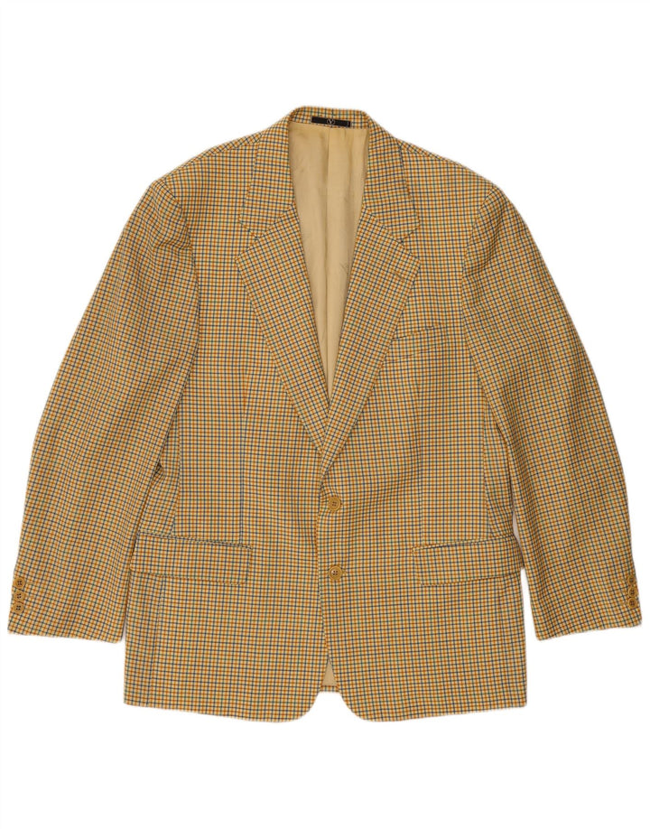 Valentino Mens 2 Button Blazer Jacket UK 40 Large Beige Check New Wool