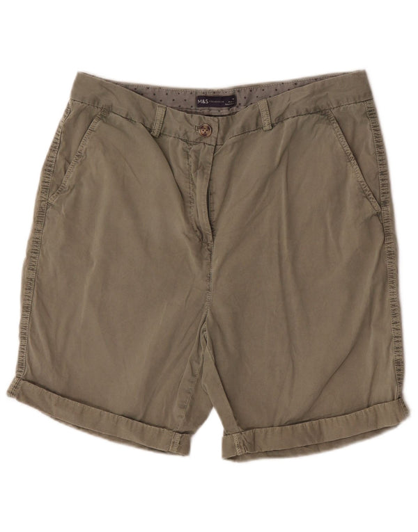 Marks & Spencer Womens Chino Shorts UK 14 Large W33  Khaki Cotton