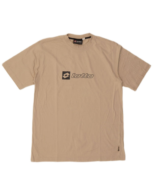 Lotto Mens Graphic T-Shirt Top Medium Beige Cotton