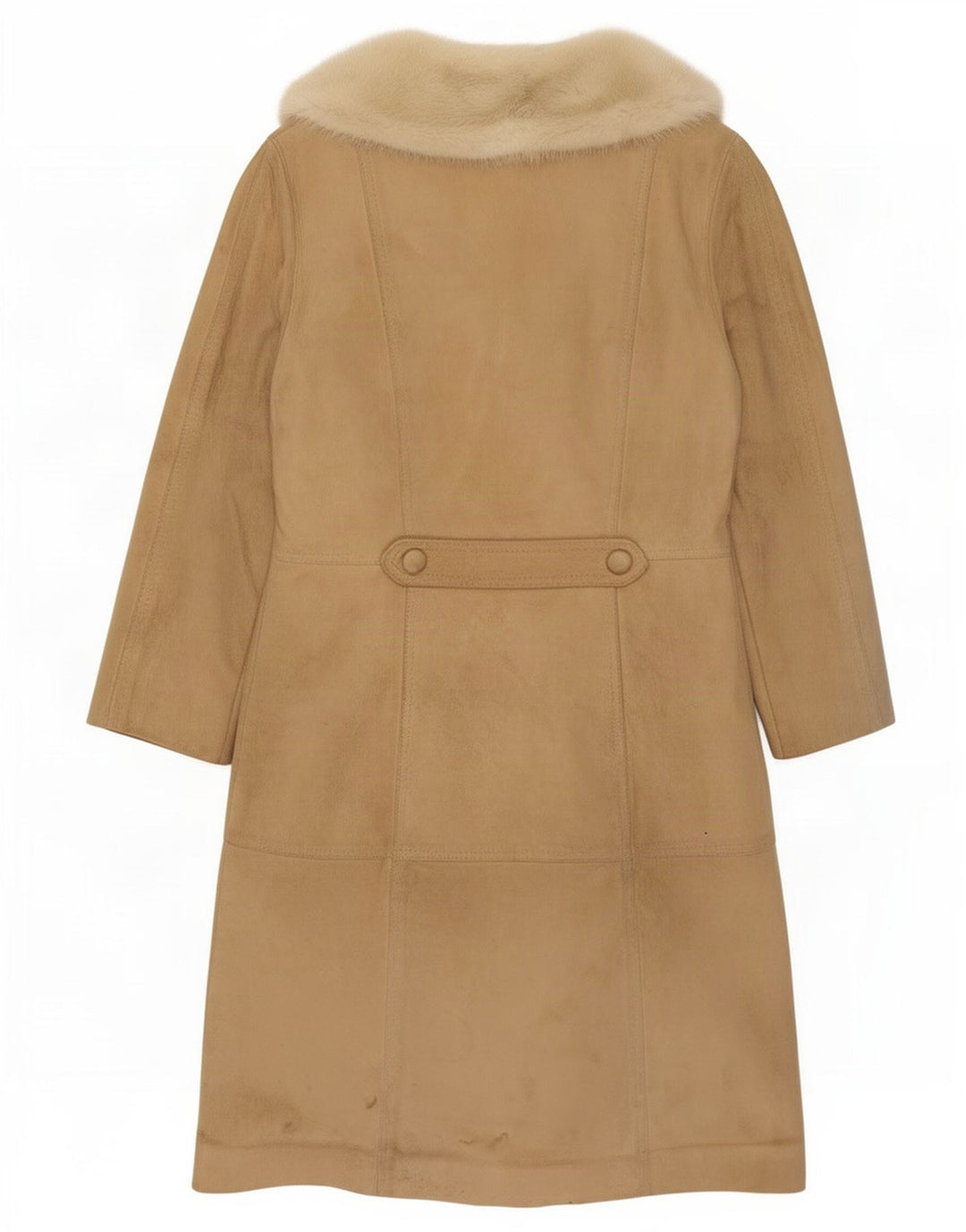 Vintage Womens Shearling Coat UK 14 Medium Beige Leather