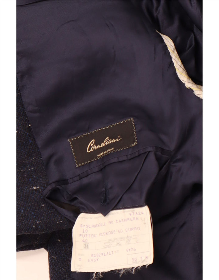 Corneliani Mens 3 Button Blazer Jacket IT 50 Large Navy Blue Flecked Wool
