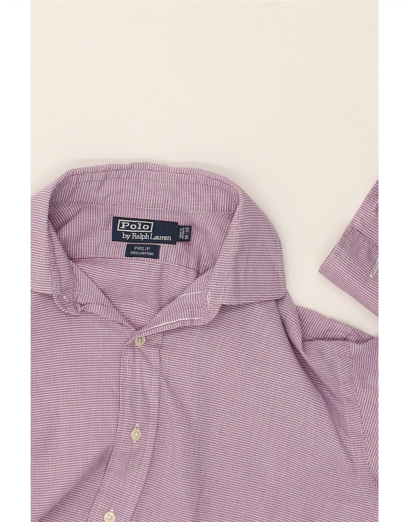 POLO RALPH LAUREN Mens Philip Shirt Size 16 Large Purple Houndstooth Vintage Polo Ralph Lauren and Second-Hand Polo Ralph Lauren from Messina Hembry 