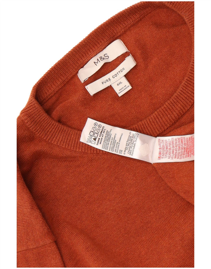 Marks & Spencer Mens Crew Neck Jumper Sweater 4XL Brown Cotton