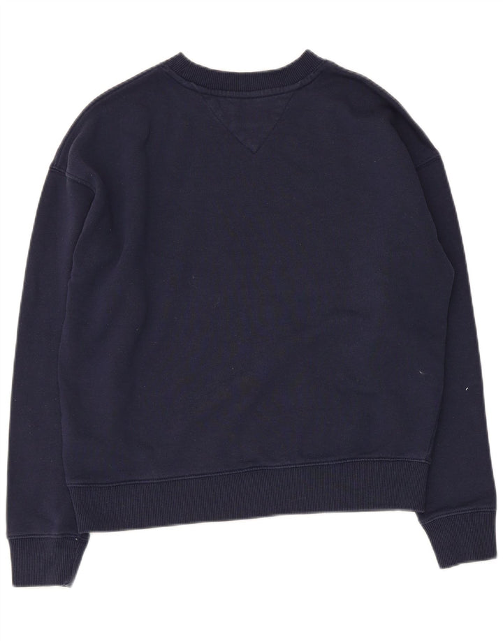 TOMMY HILFIGER Womens Oversized Sweatshirt Jumper UK 10 Small Navy Blue